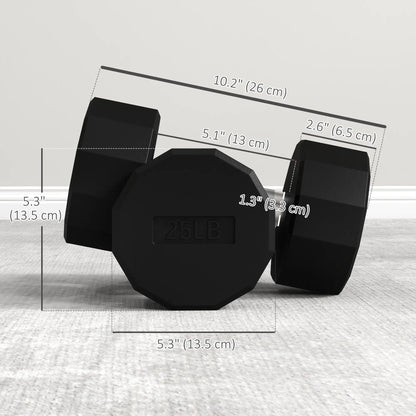 2 x 25lbs Dumbbells Set, Non-Slip Grip, Rubber Covered Weights Dumbbells & Barbells at Gallery Canada