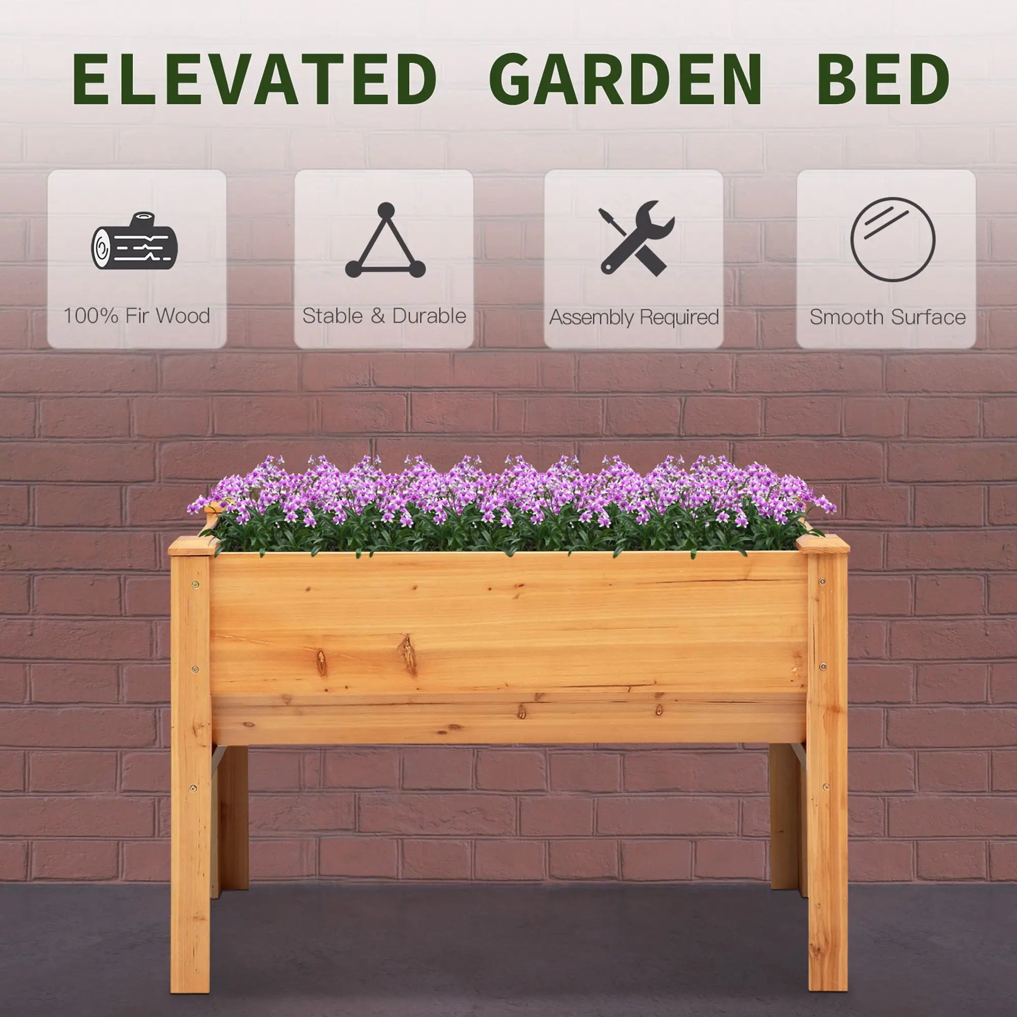 Wooden Raised Garden Stand, 48