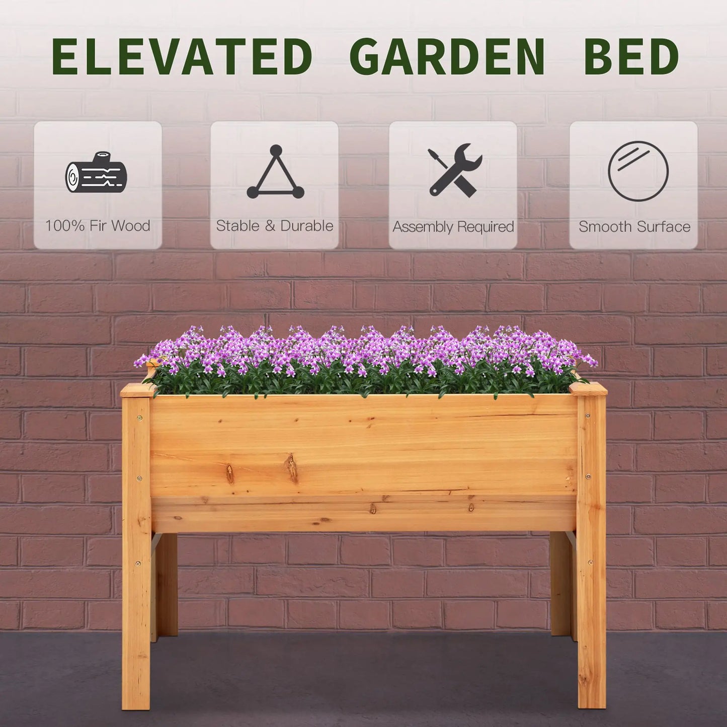 Wooden Raised Garden Stand, 48" x 24" x 32", Nature Wood Elevated Garden Beds at Gallery Canada