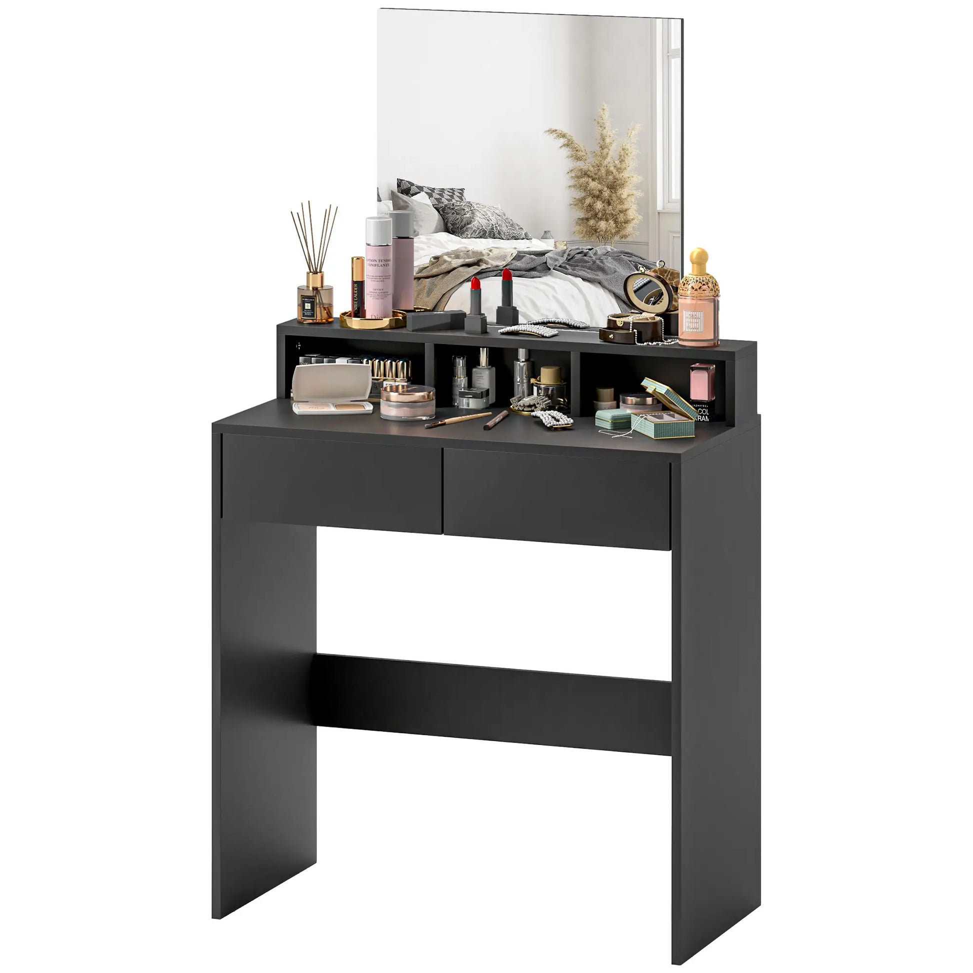 Modern Makeup Vanity Desk with Mirror, Drawers, Black Dressing & Vanity Tables Black at Gallery Canada