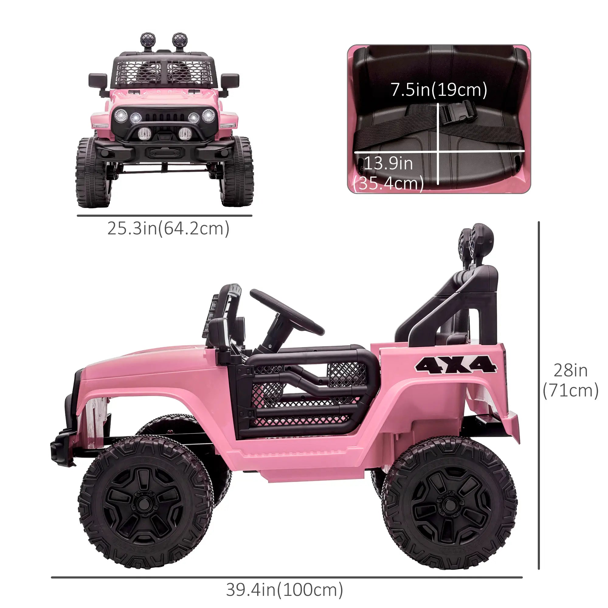 12V Electric Truck, Off Road Remote Control, Adjustable Speed, Ride on Car, Pink Electric Toy Cars at Gallery Canada