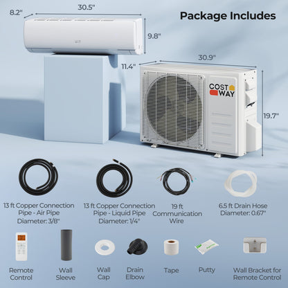 11500 BTU 208/230V Mini Split Air Conditioner, Heater Pump System, White Mini Split Air Conditioners at Gallery Canada