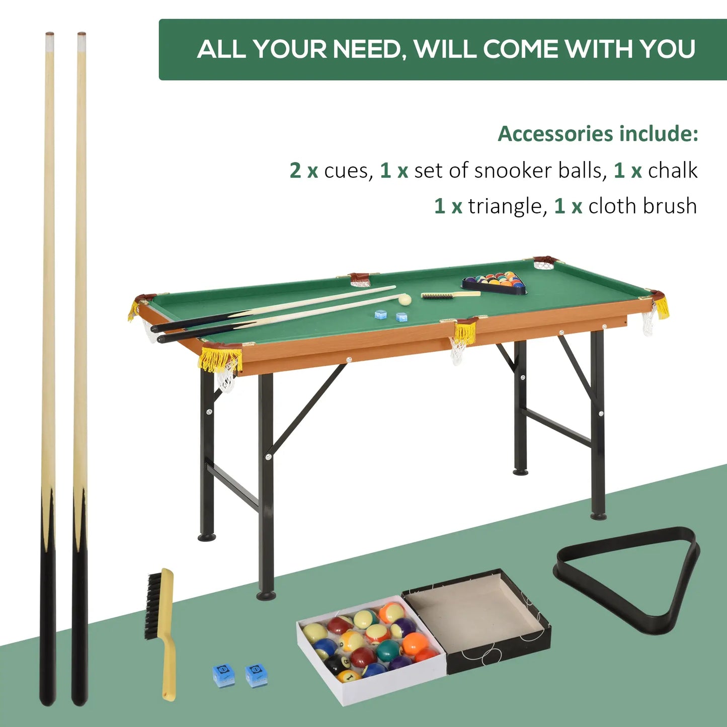 54.3"L Mini Pool Table, Portable, Includes Cues, Balls, Chalk, Rack Game Tables at Gallery Canada