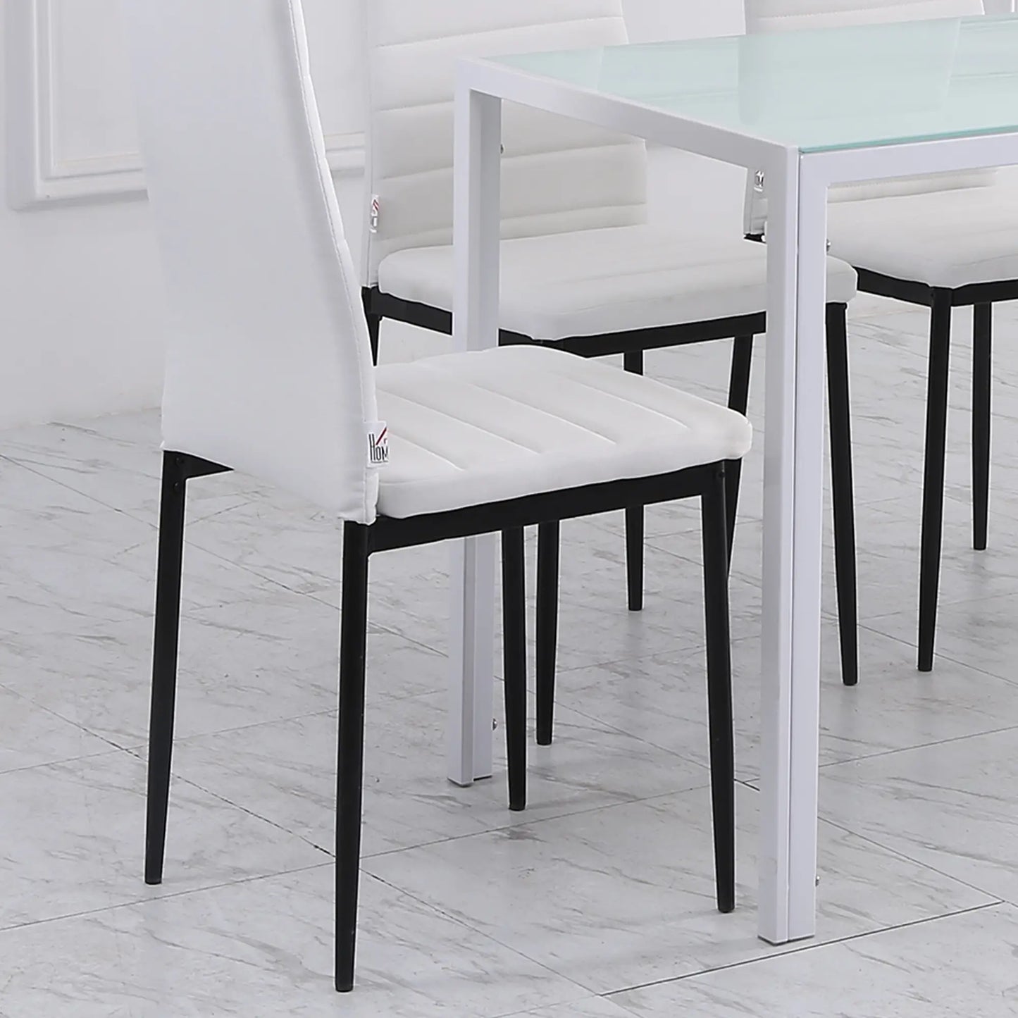Modern Upholstered Dining Chairs, Set of 4, Linen Fabric, Metal Legs, White Dining Chairs at Gallery Canada