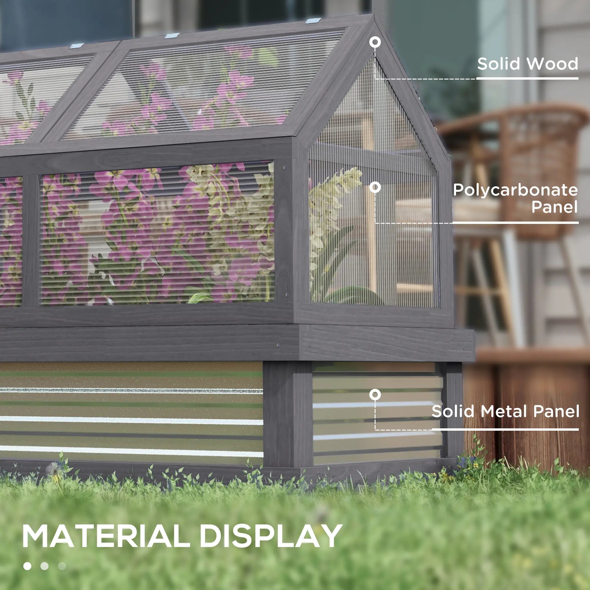 Raised Garden Bed Kit With Greenhouse, Wooden Cold Frame Planter, 48