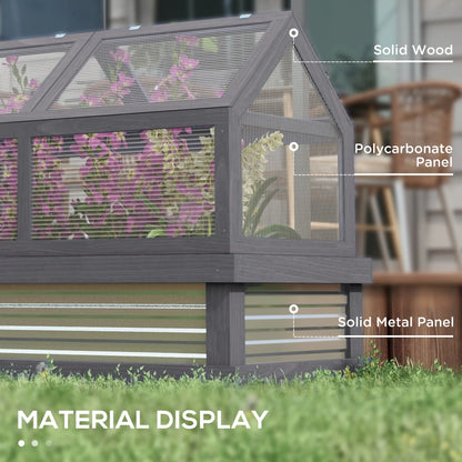 Raised Garden Bed Kit With Greenhouse, Wooden Cold Frame Planter, 48" x 24" x 32", Grey Cold Frame Greenhouses at Gallery Canada