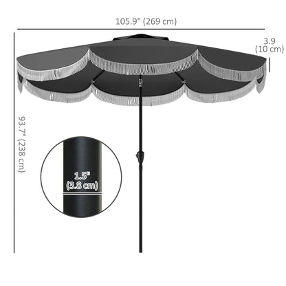 Parapluie de patio 9FT, UPF 30+, manivelle, 8 côtes, inclinaison, aéré, gris anthracite
