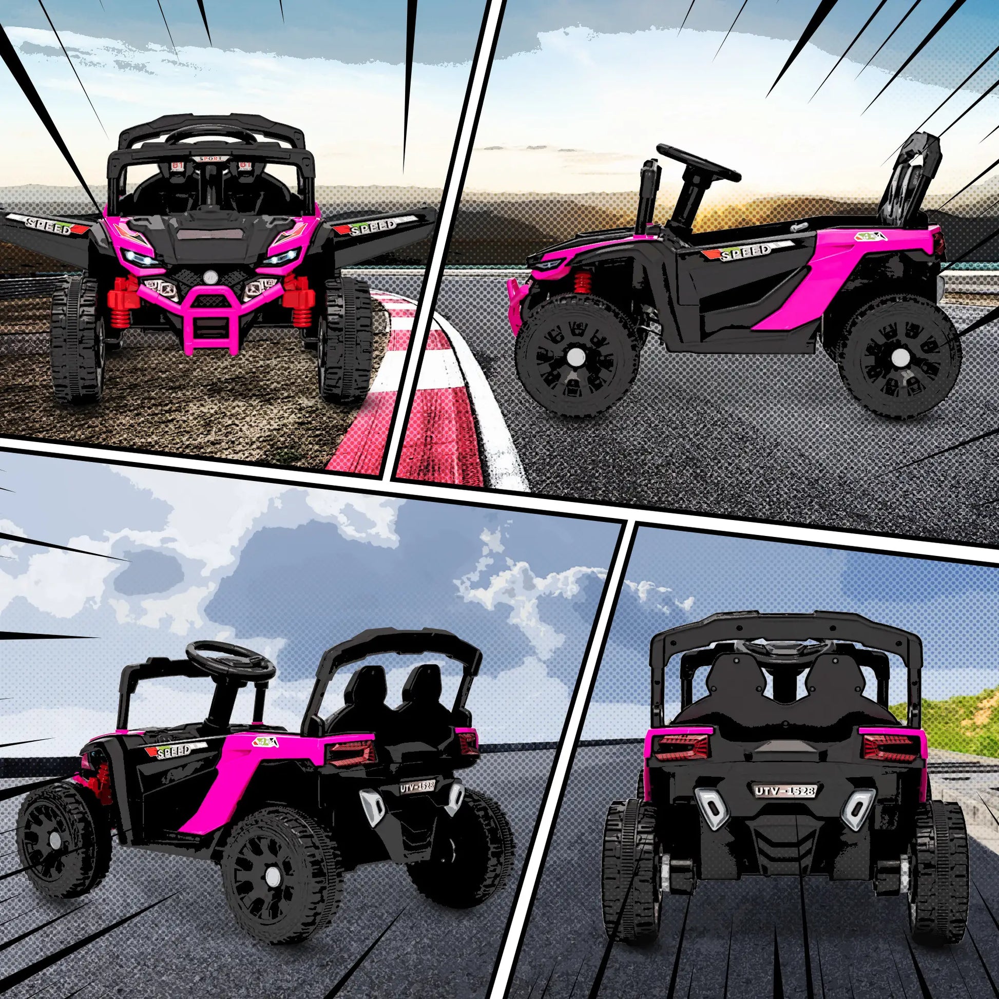 12V Kids Ride On Truck, Dual Motors, Rear Suspension, Remote Control, Pink Electric Toy Cars at Gallery Canada