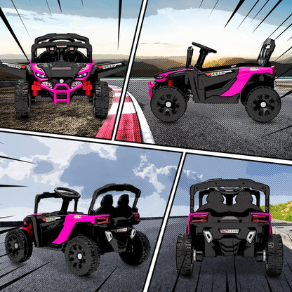 12V Kids Ride On Truck, Dual Motors, Rear Suspension, Remote Control, Pink Electric Toy Cars at Gallery Canada