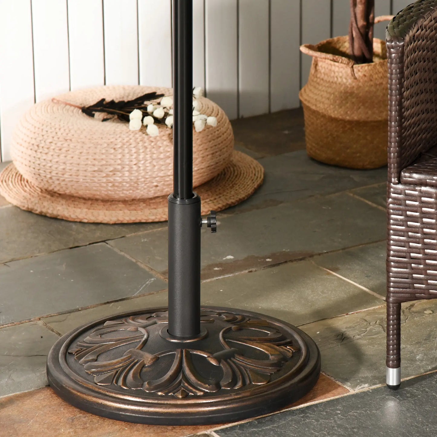 29 lb Concrete Umbrella Base, 19" Round, Outdoor Parasol Holder, Bronze Umbrella Bases at Gallery Canada