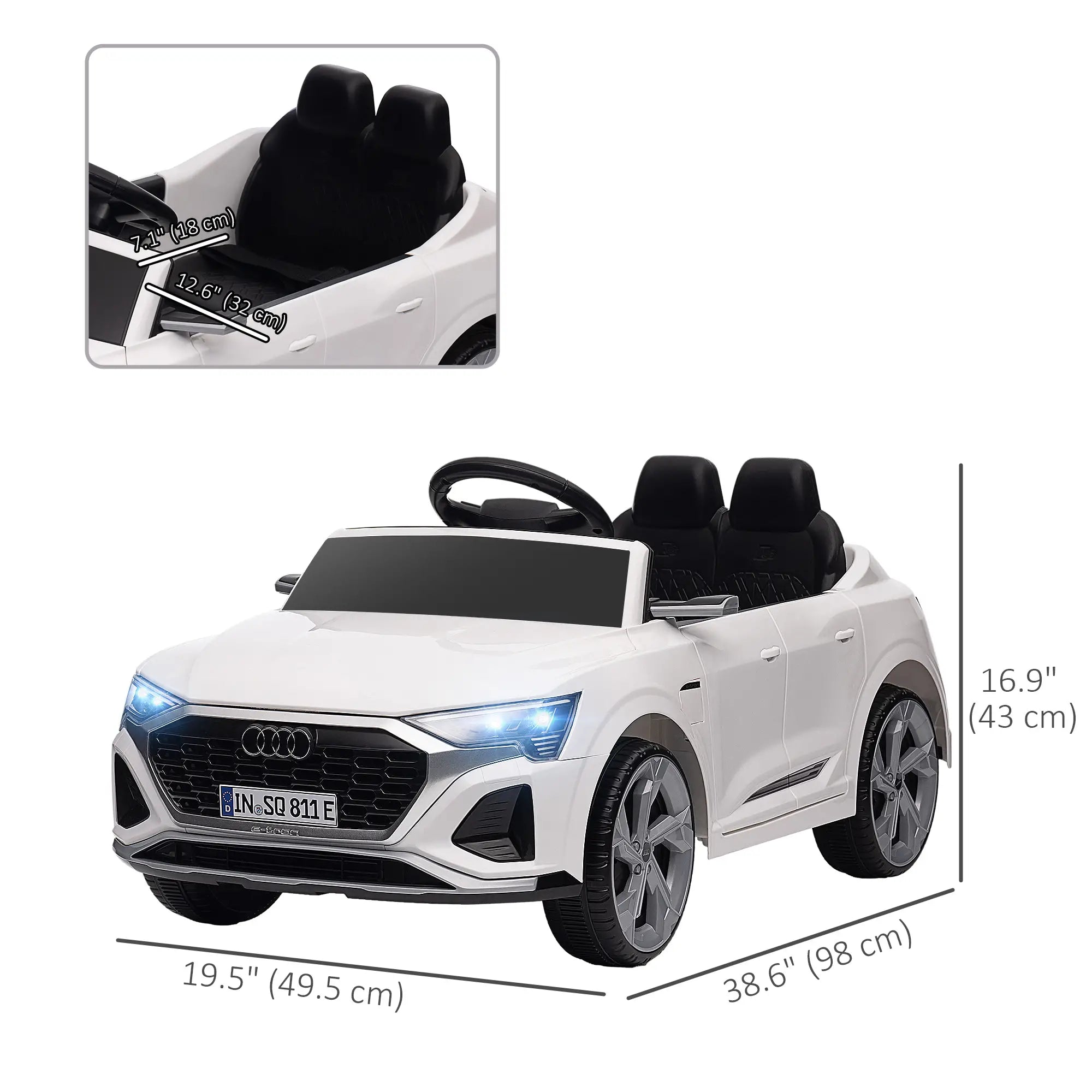 12V Kids Electric Car, Audi Q8 E-Tron Sportback, Remote Control, White Electric Toy Cars at Gallery Canada