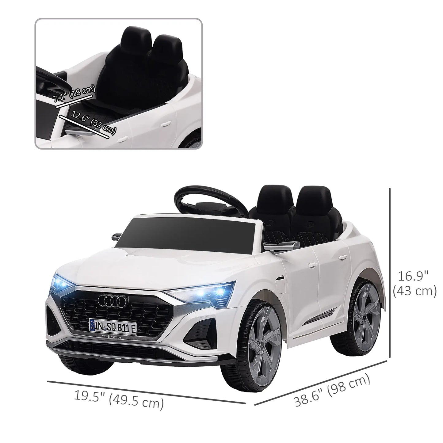 12V Kids Electric Car, Audi Q8 E-Tron Sportback, Remote Control, White Electric Toy Cars at Gallery Canada