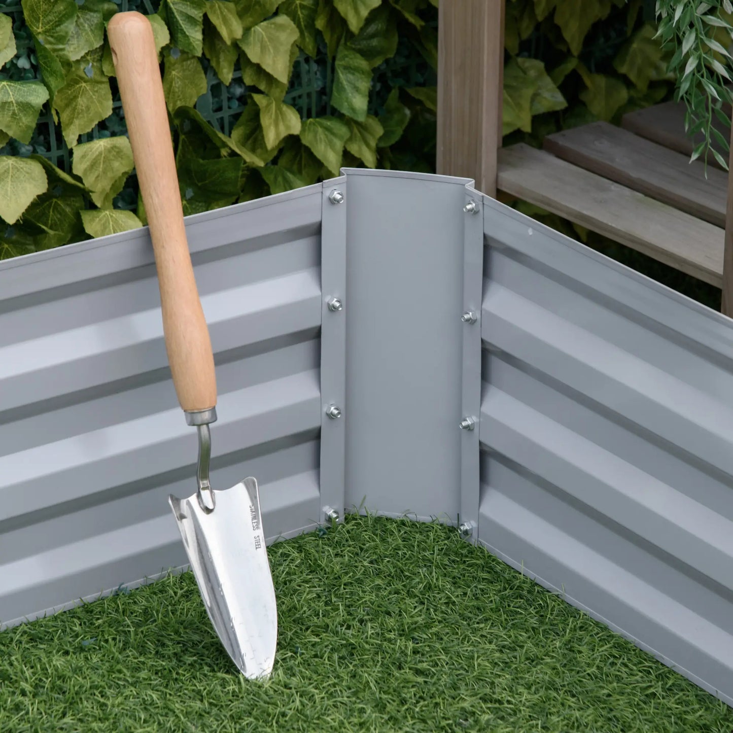 39" x 39" x 12" Raised Garden Bed Set, Elevated Planter Box, Galvanized Steel Frame, Grey Galvanized Planter Boxes at Gallery Canada