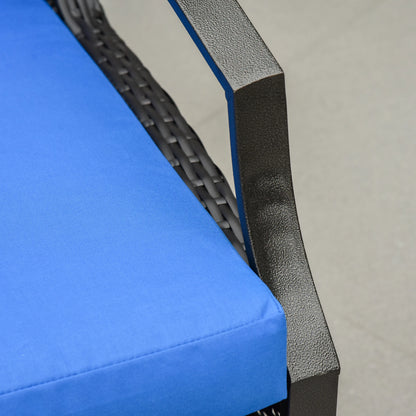 Outdoor Rattan Recliner Chair, Adjustable Back, Retractable Footrest, Blue Chaise Loungers at Gallery Canada