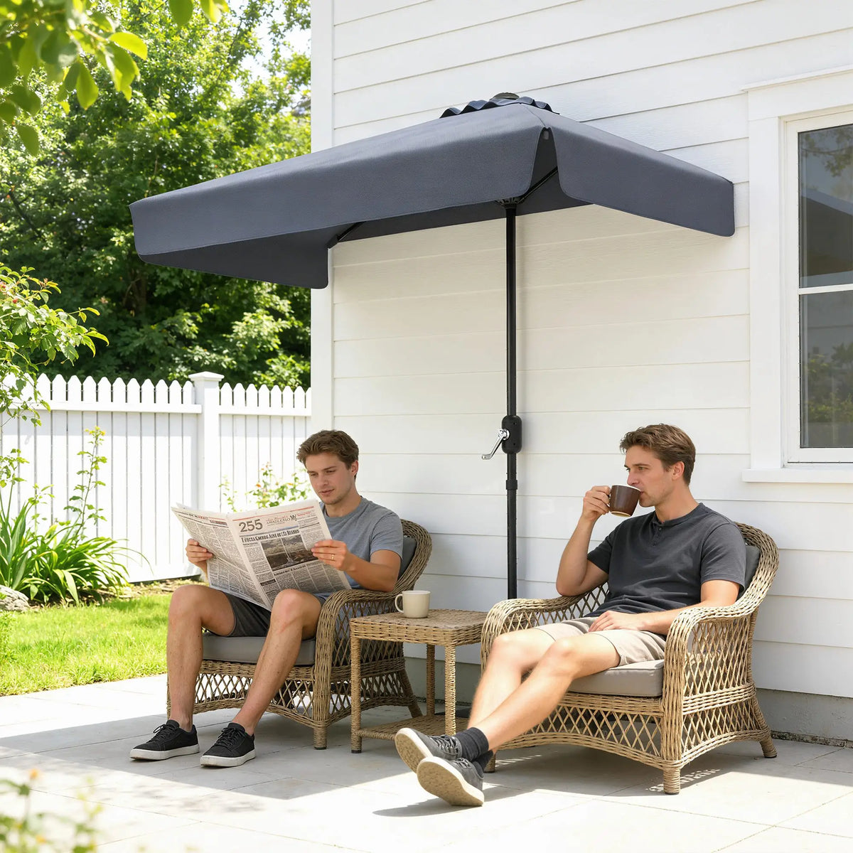 7.5ft Half Umbrella, Crank Handle, Top Vent, Dark Blue