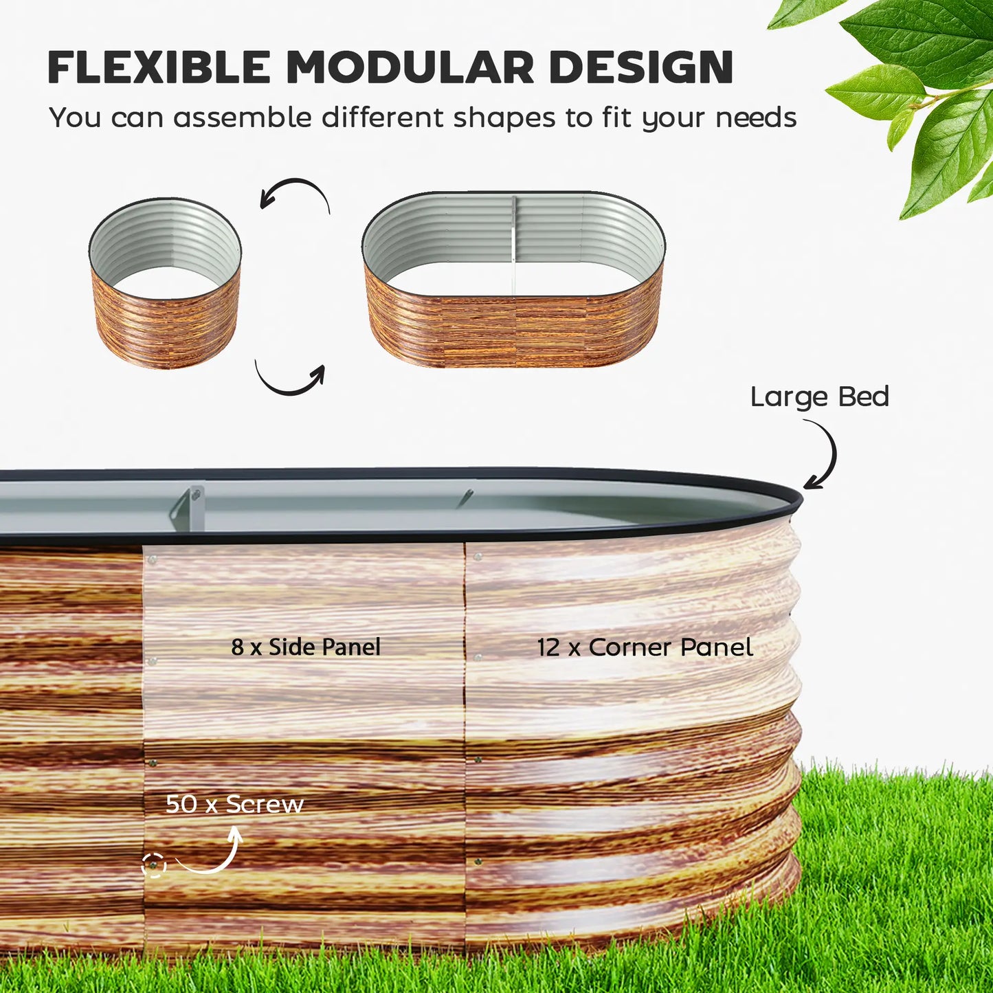 Galvanized Raised Garden Bed, 5 x 2.5 x 2 ft, Brown Wood Effect, Brown Galvanized Planter Boxes at Gallery Canada