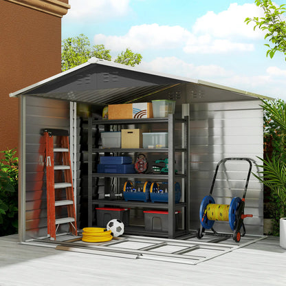 8' x 7' Outdoor Storage Shed, Galvanized Metal, Lockable Doors, Dark Grey Sheds at Gallery Canada