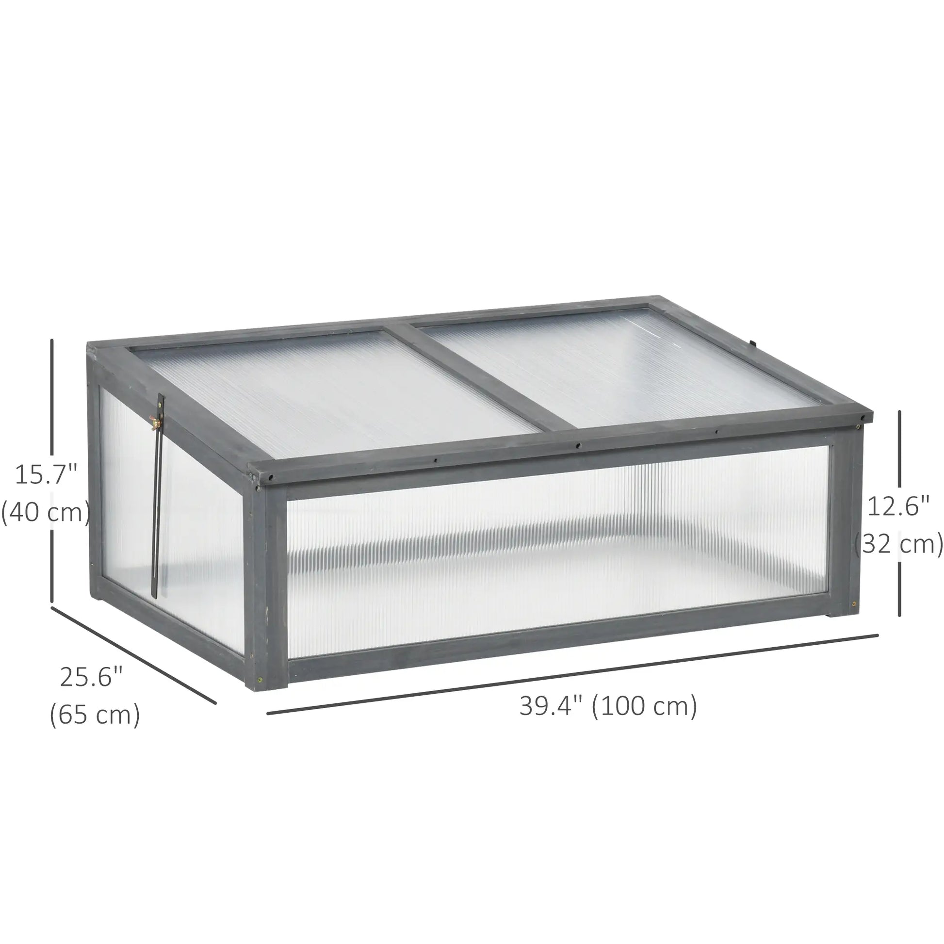 39" x 26" x 16" Wooden Cold Frame, Tilted Top Cover, Polycarbonate Planter Box, Grey Greenhouses at Gallery Canada