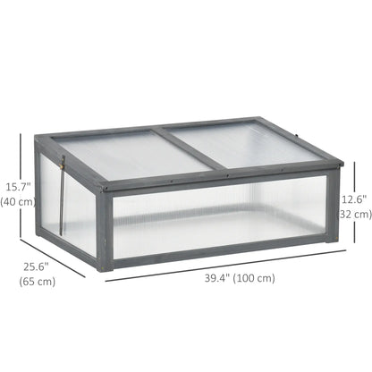 39" x 26" x 16" Wooden Cold Frame, Tilted Top Cover, Polycarbonate Planter Box, Grey Greenhouses at Gallery Canada