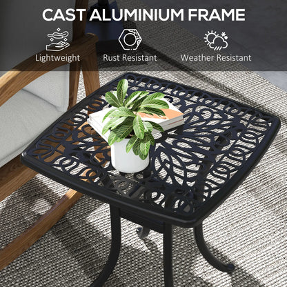 21" Square Outdoor End Table, Cast Aluminum Patio Side Table, Black Patio Side Tables at Gallery Canada