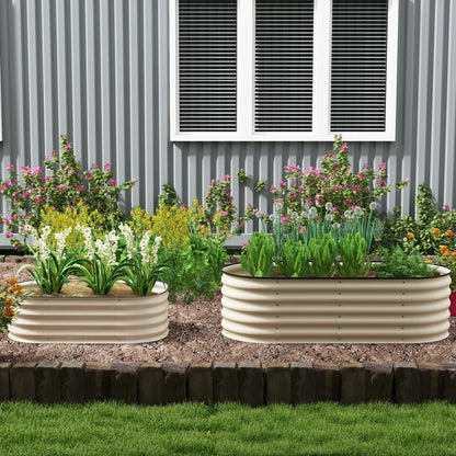 5 x 2 x 1.5 FT Galvanized Steel Raised Garden Bed, Cream White