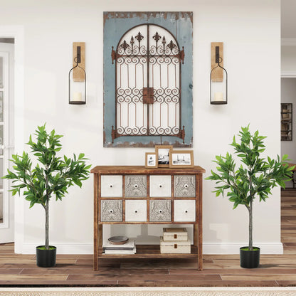 Fake Plants Set of 2, Lifelike Laurel Artificial Trees, 345 PEVA Leaves, Indoor Outdoor Decor, Green Artificial Trees at Gallery Canada