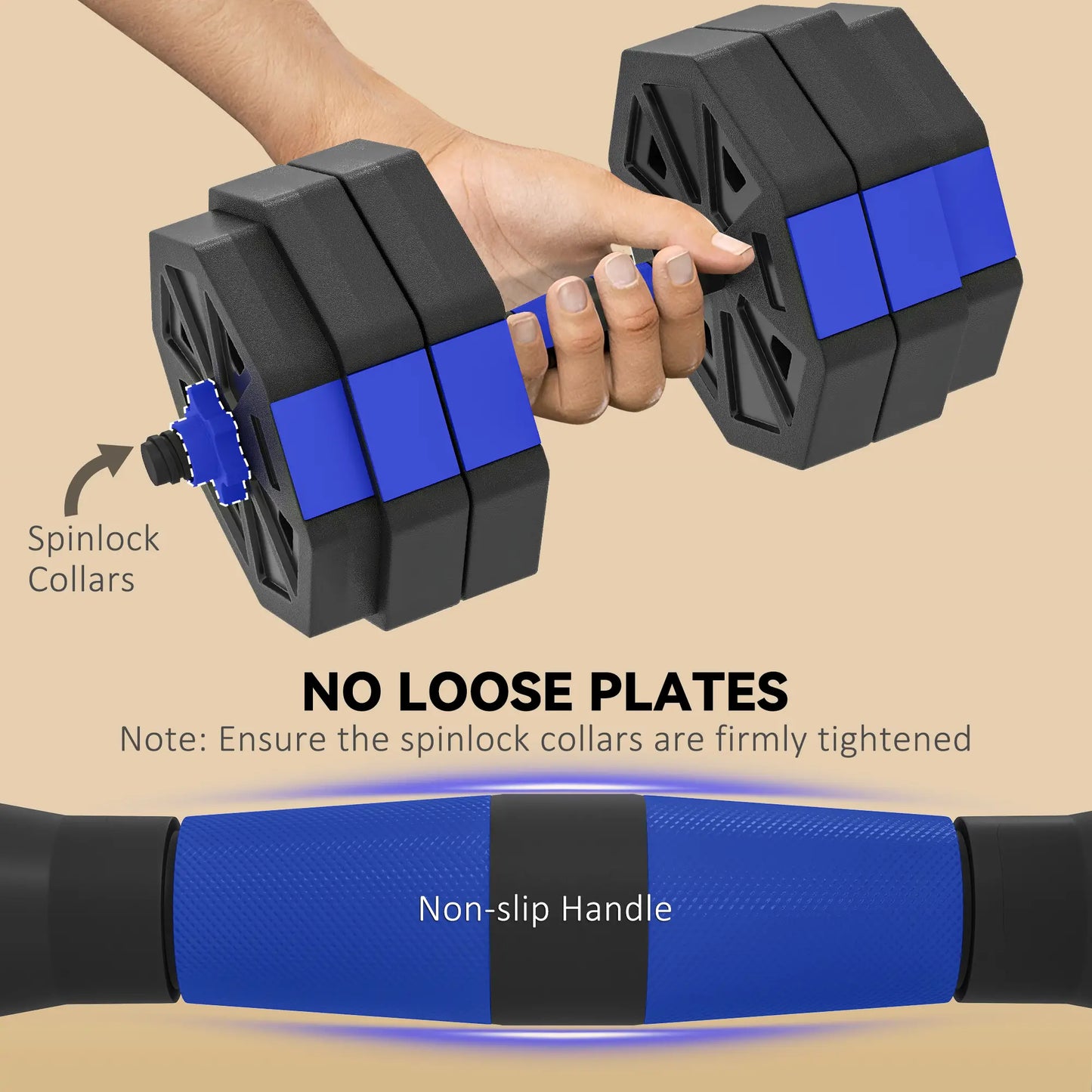 4-in-1 Adjustable Dumbbell Set, Kettlebell, Barbell, Dumbbell, 66lbs, Blue Dumbbells & Barbells at Gallery Canada