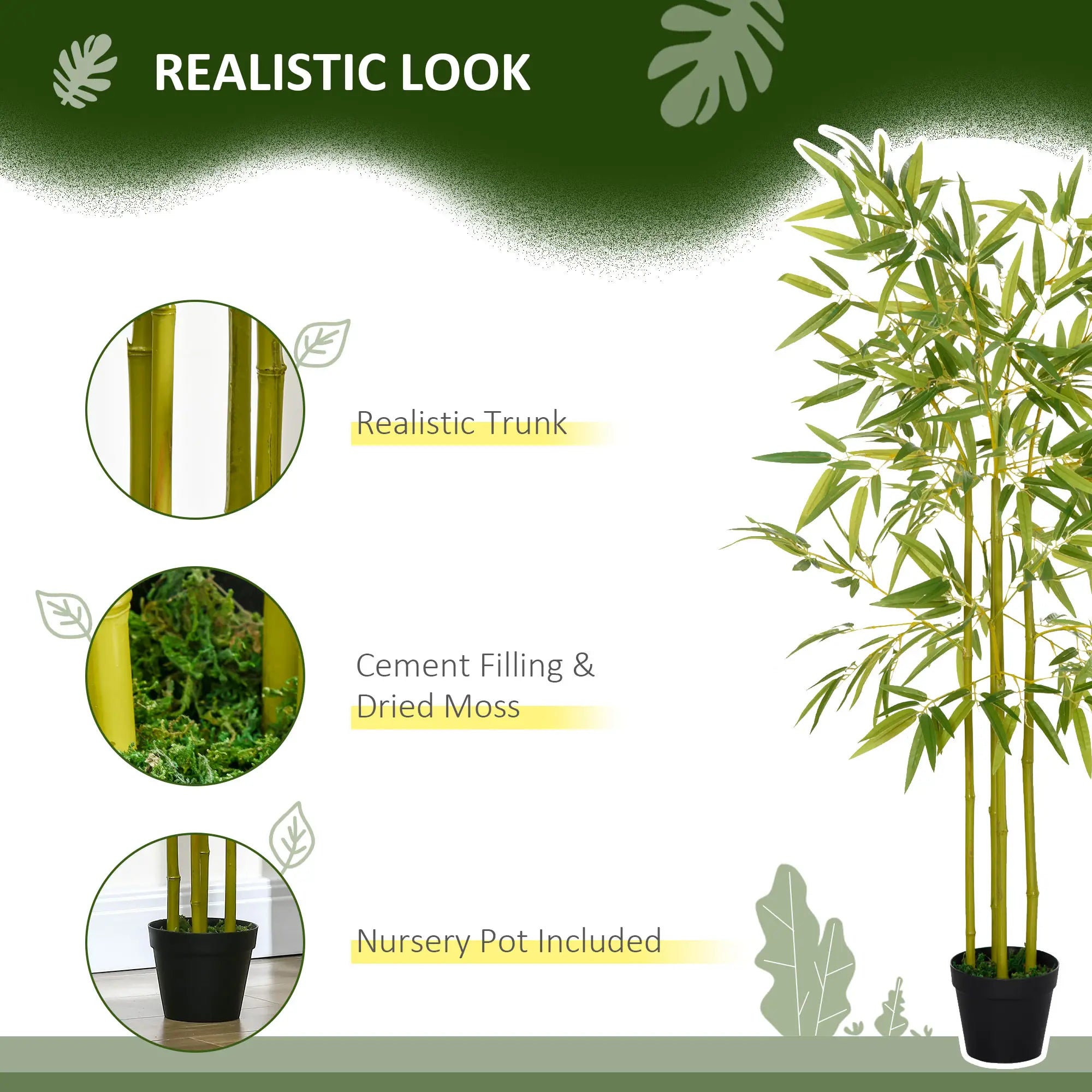 4FT Artificial Bamboo Tree, Faux Greenery Plant, Decorative Tree in Nursery Pot for Indoor Outdoor Décor Artificial Trees at Gallery Canada