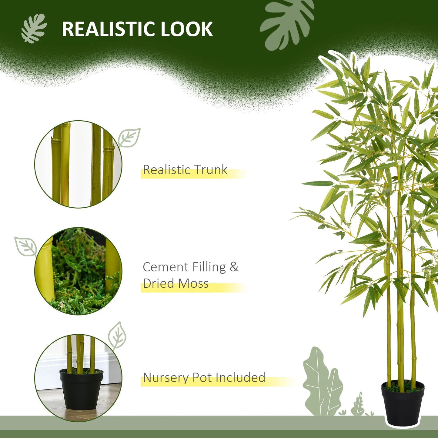 4FT Artificial Bamboo Tree, Faux Greenery Plant, Decorative Tree in Nursery Pot for Indoor Outdoor Décor Artificial Trees at Gallery Canada