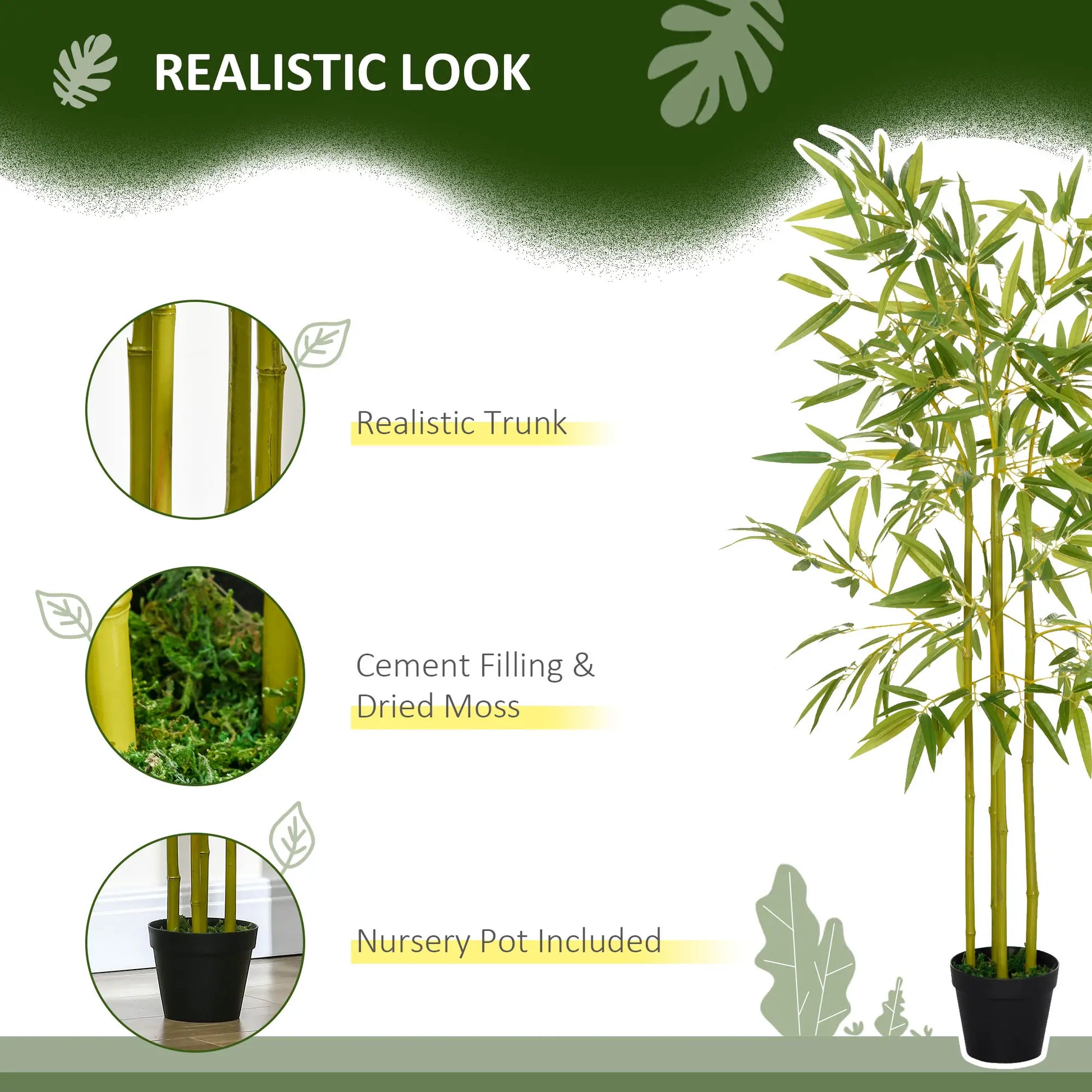 4FT Artificial Bamboo Tree, Faux Greenery Plant, Decorative Tree in Nursery Pot for Indoor Outdoor Décor Artificial Trees at Gallery Canada