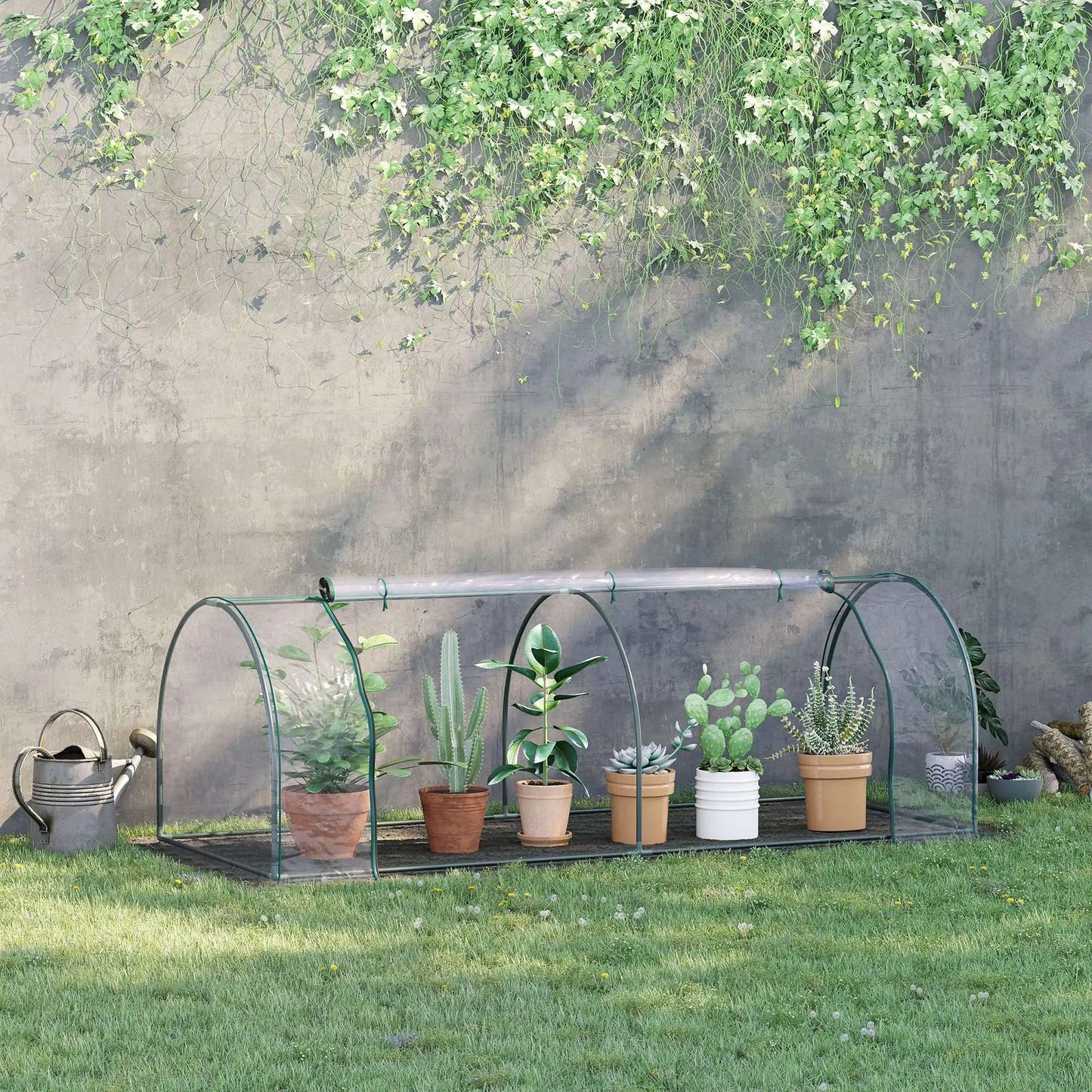 8' x 3' x 2.6' Mini Greenhouse, Portable with Zippered Doors, Clear Mini Greenhouses at Gallery Canada