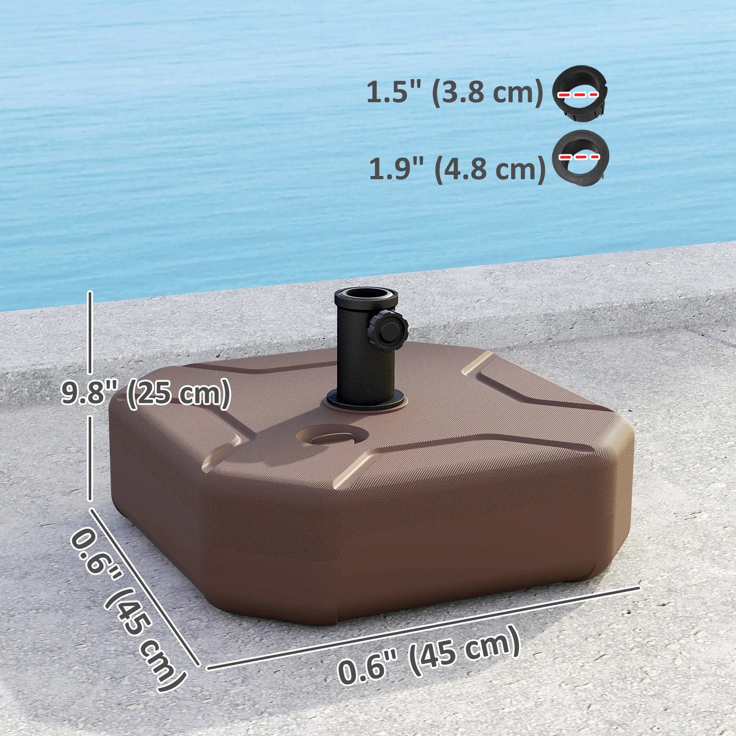 Square Patio Umbrella Base Holder, 17.7" L x 17.7" W x 9.8" H, Brown Umbrella Bases at Gallery Canada