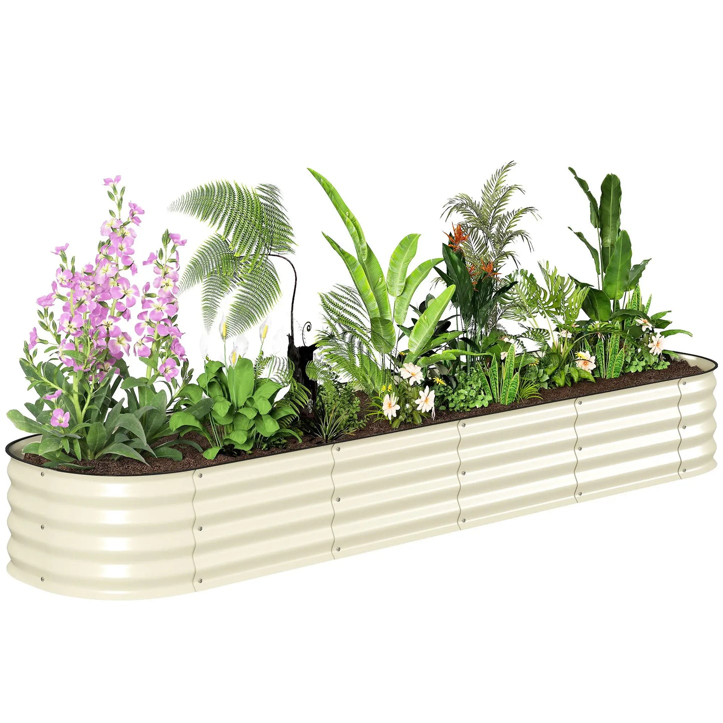 7.9 x 2 x 1ft Galvanized Raised Garden Bed Kit, Metal Planter Box, Cream White Galvanized Planter Boxes at Gallery Canada