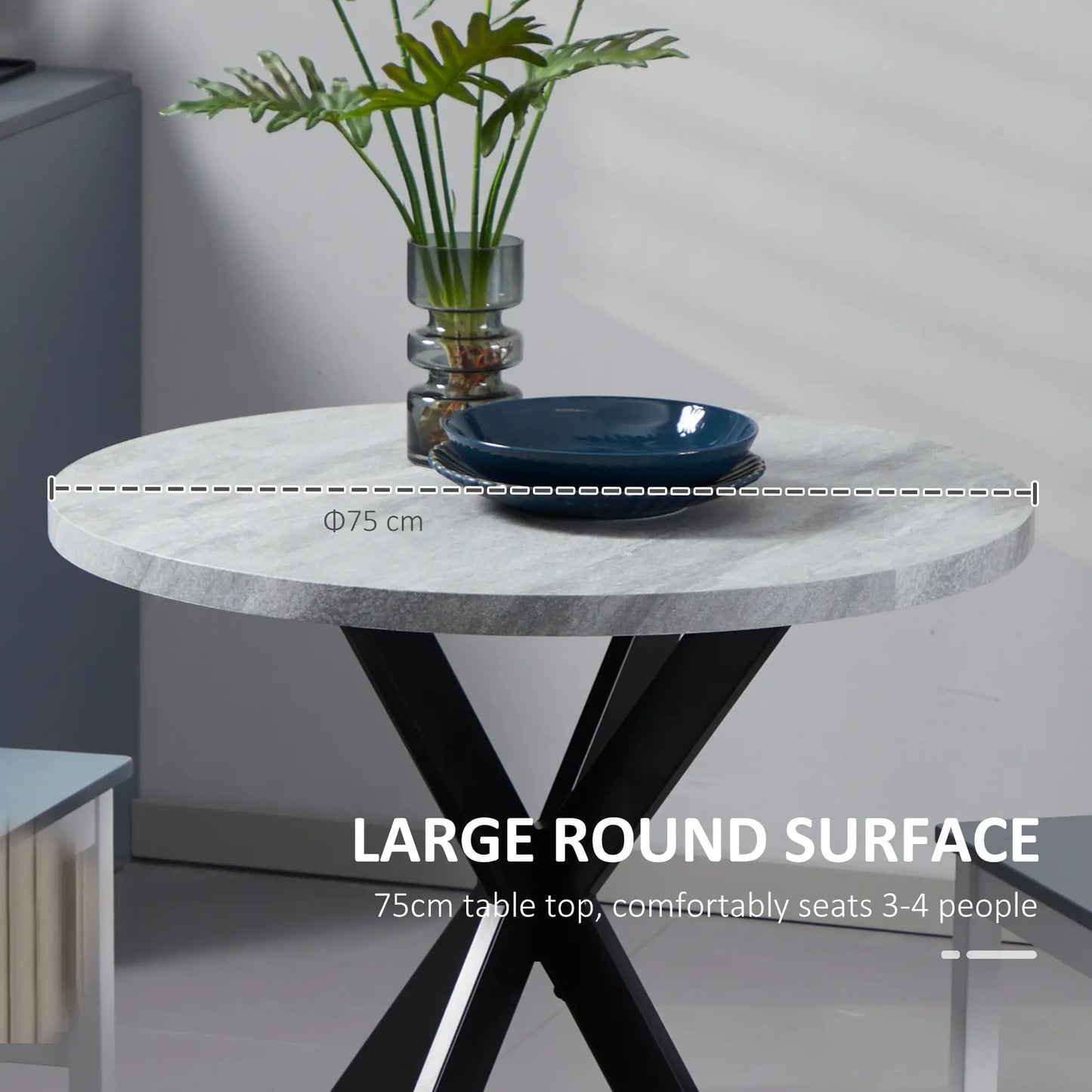 29" Round Dining Table, Contemporary Kitchen Table, Steel Legs, Grey Bar Tables & Dining Tables at Gallery Canada