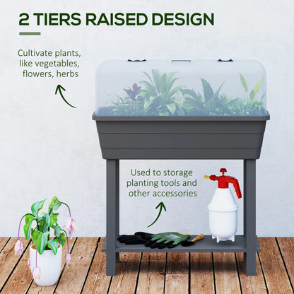 41L Self Watering Raised Garden Bed, Ventilation Lid, Dark Grey Raised Garden Beds at Gallery Canada