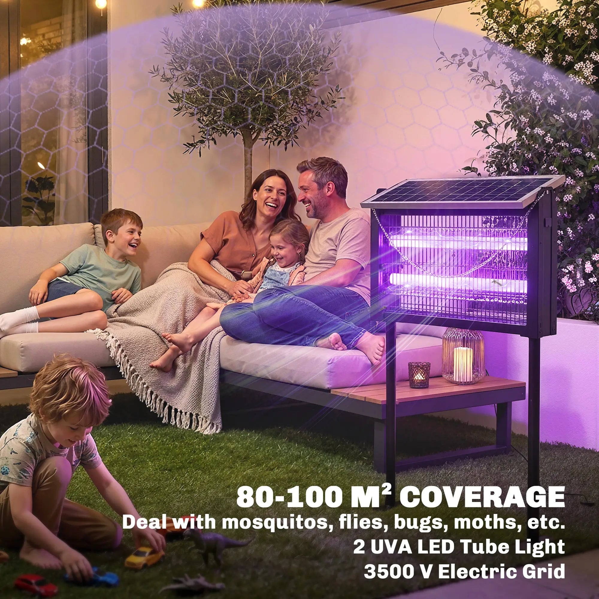 Solar Bug Zapper Outdoor, 3500 V Electric Mosquito Zapper, 14 ft Cord, Black Garden Accessories at Gallery Canada
