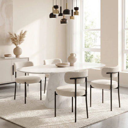 Modern Dining Chairs, Berber Fleece Upholstery, Steel Legs, 4 Pieces, Beige Dining Chairs at Gallery Canada