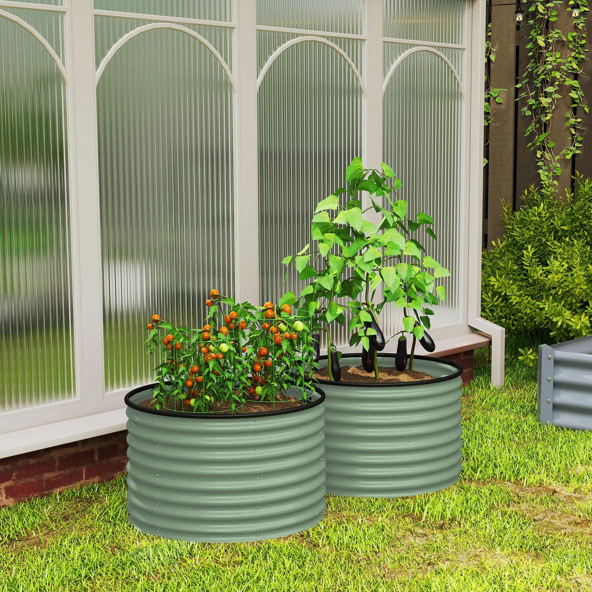 Set Of 2 Metal Raised Garden Beds, Easy To Assemble, Green Galvanized Planter Boxes at Gallery Canada
