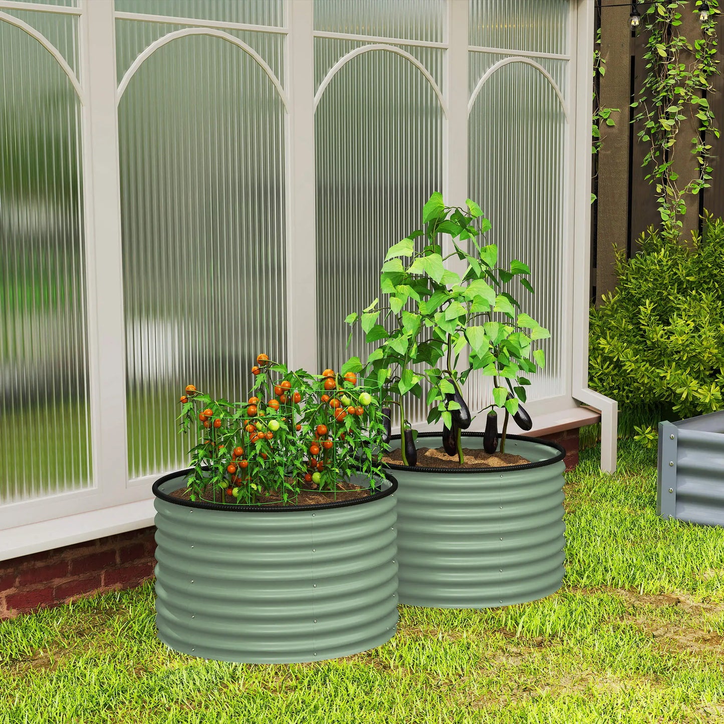 Set Of 2 Metal Raised Garden Beds, Easy To Assemble, Green Galvanized Planter Boxes at Gallery Canada