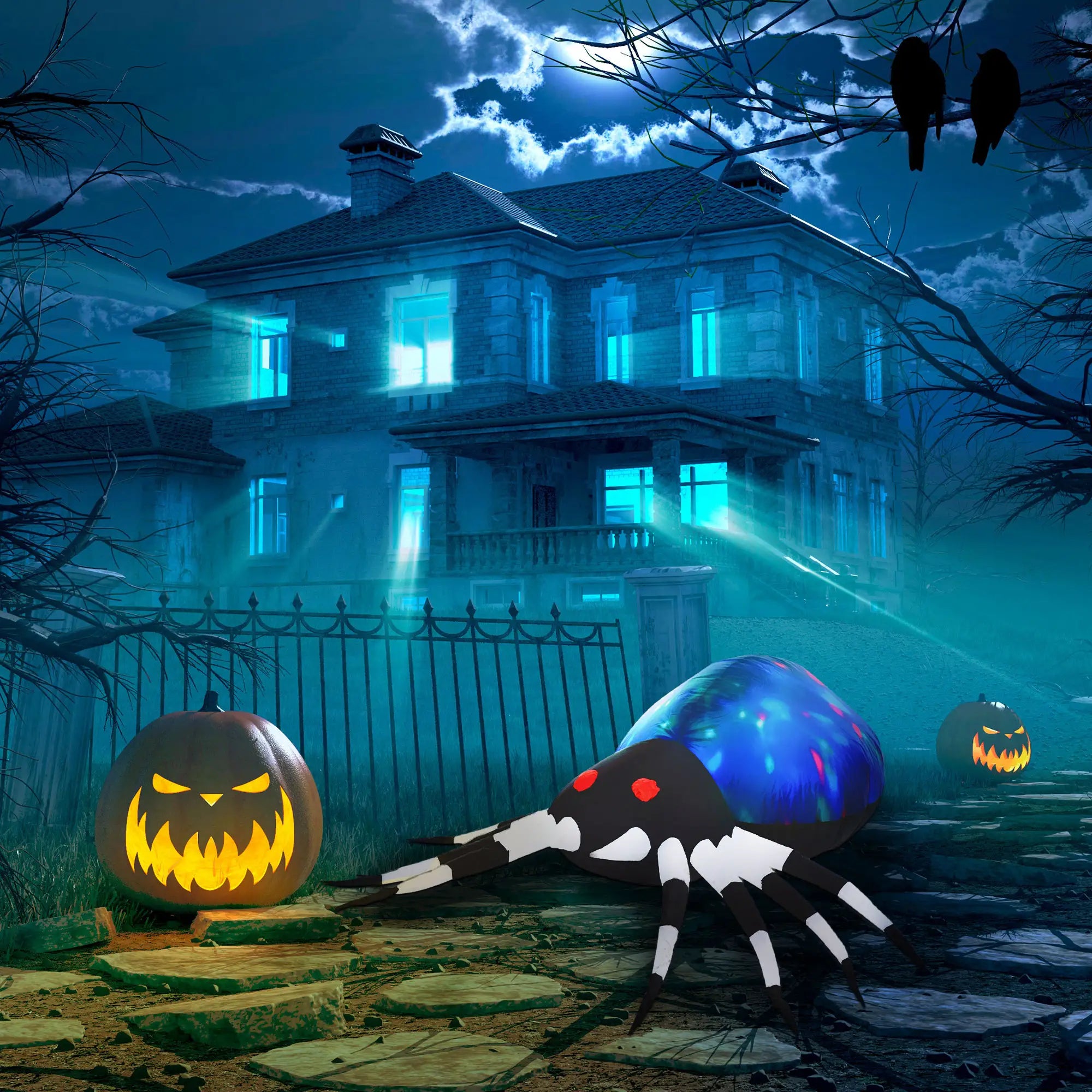 5Ft Halloween Giant Scary Spider LED Inflatable Lawn Decoration Halloween Decorations at Gallery Canada