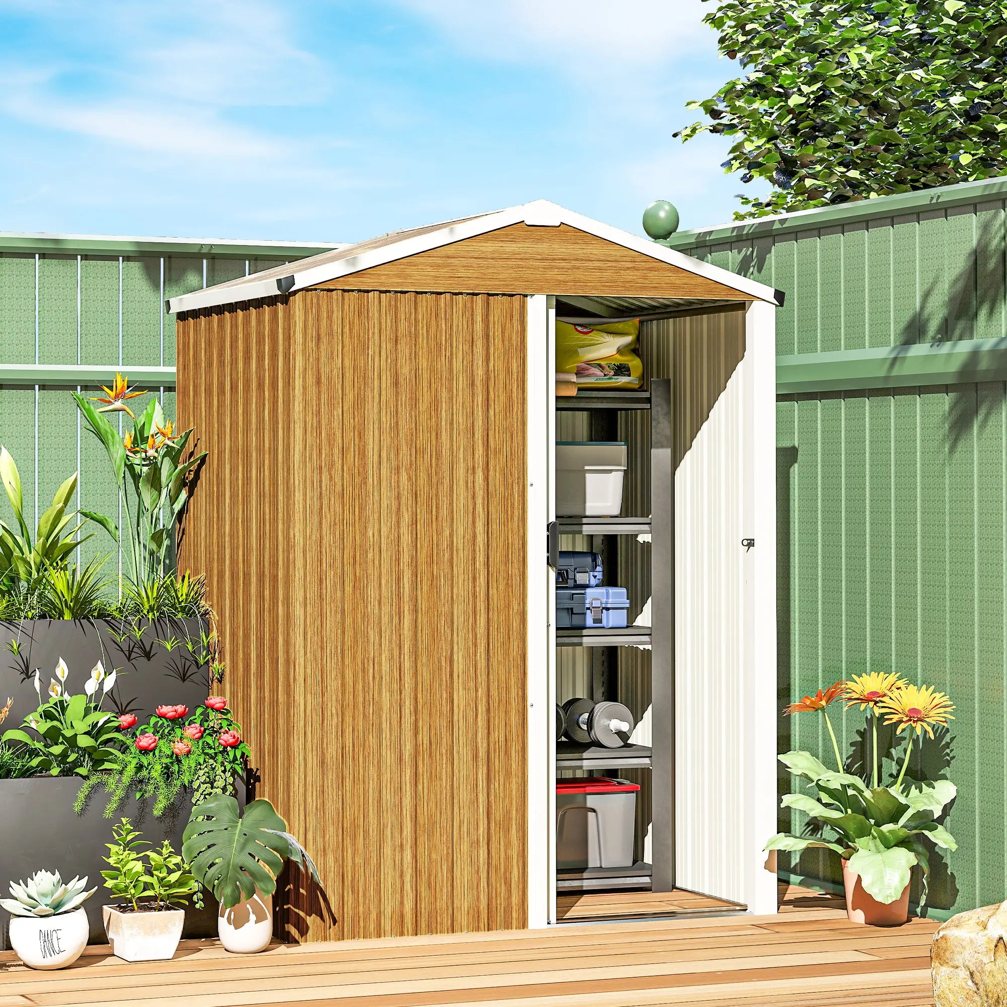 4.5 x 3ft Metal Garden Shed, Waterproof Outdoor Storage, Lockable Door Sheds at Gallery Canada