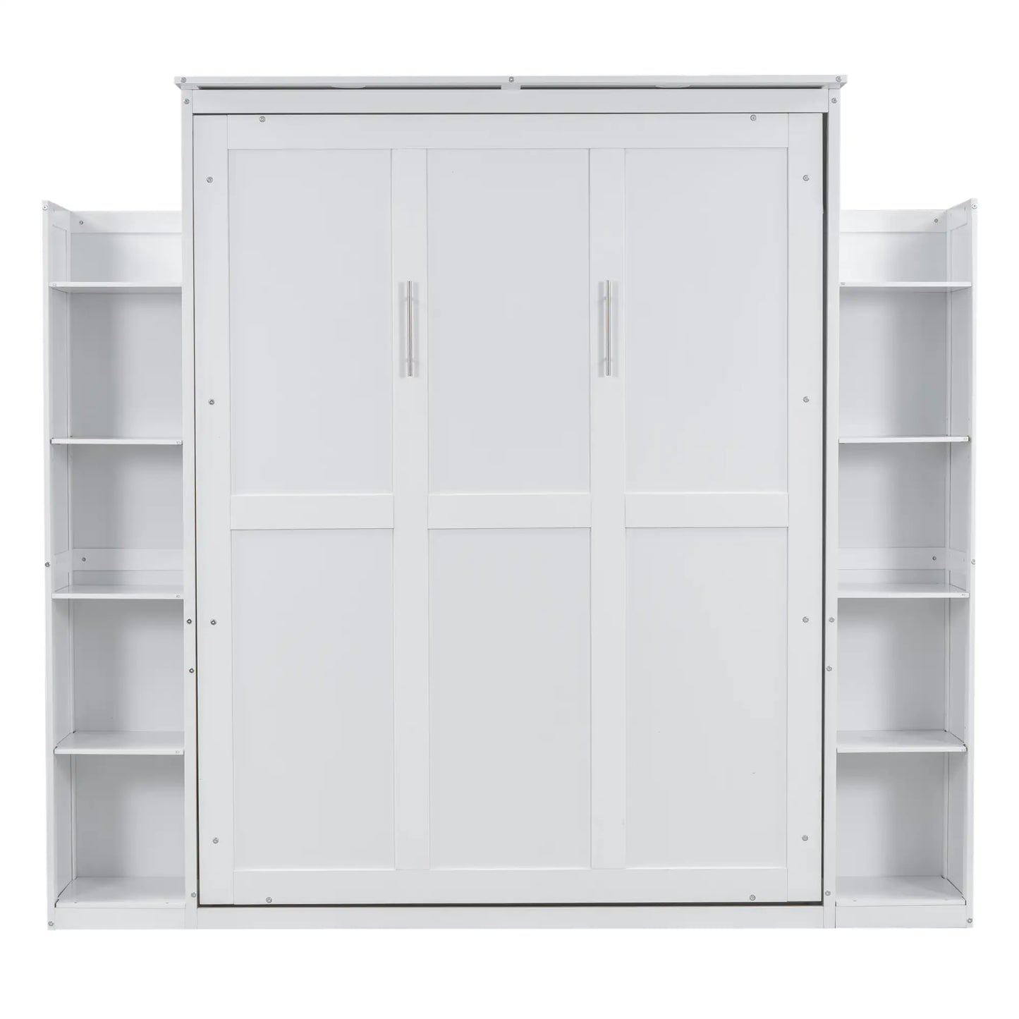 Murphy Bed with Shelves, LED Lights, 97.5" L x 84.5" W x 88.5" H, White Bed Frames at Gallery Canada