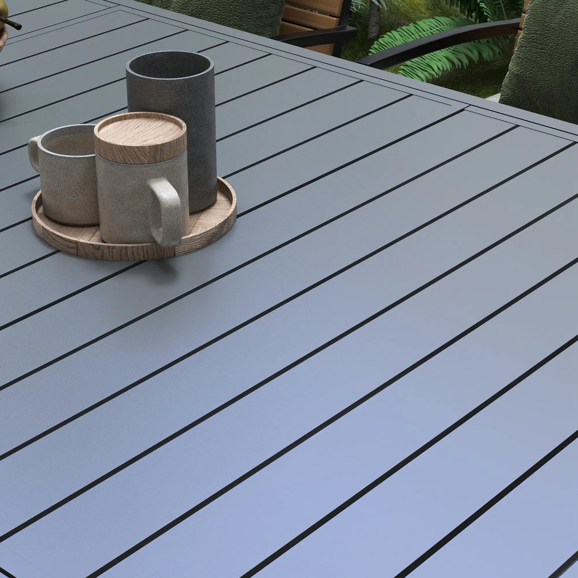 Expandable Aluminum Outdoor Dining Table, 6-8 People, Charcoal Grey Patio Dinning Tables at Gallery Canada