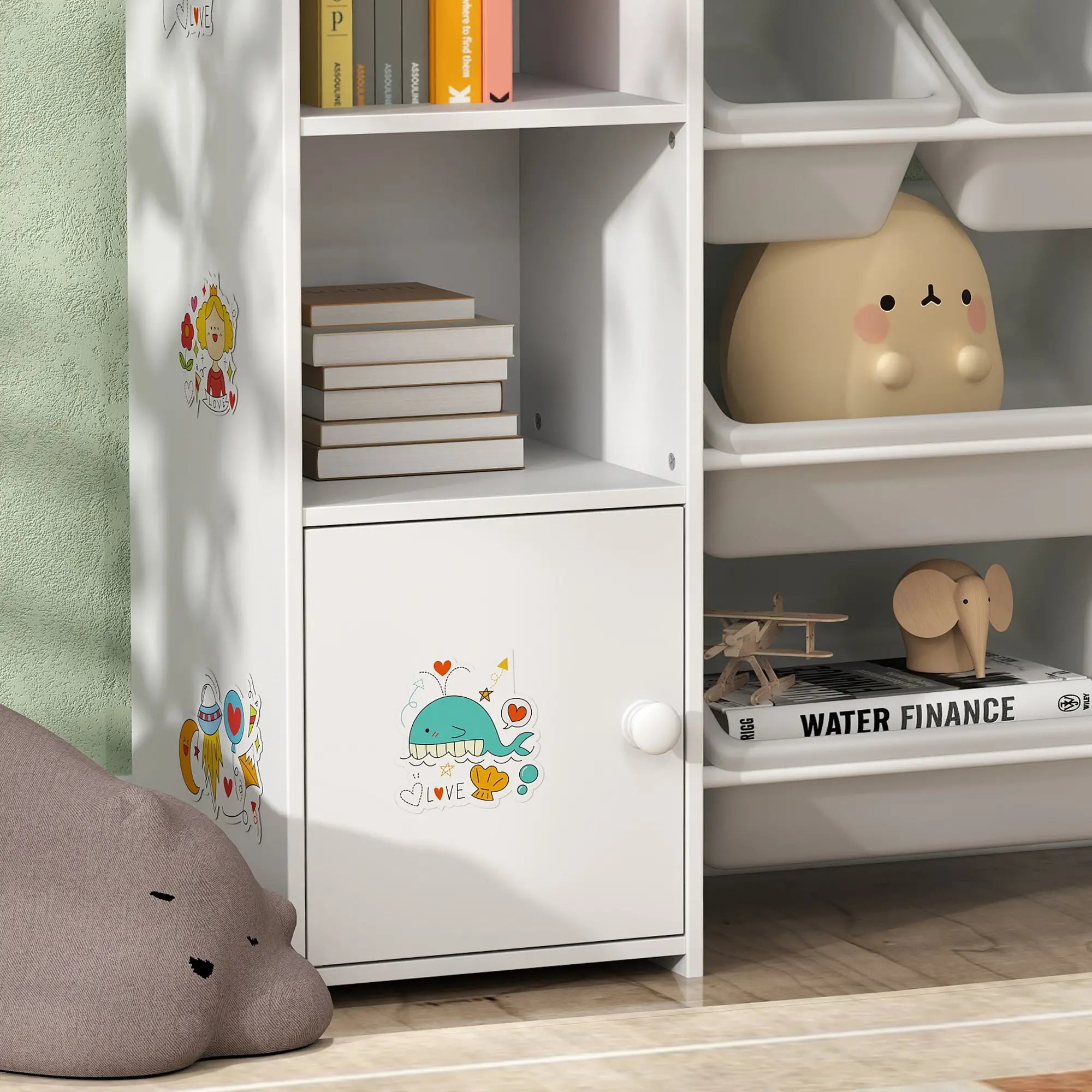 Kids Toy Organizer With 8 Removable Bins, Bookshelf, White Bookshelves & Bookcases at Gallery Canada
