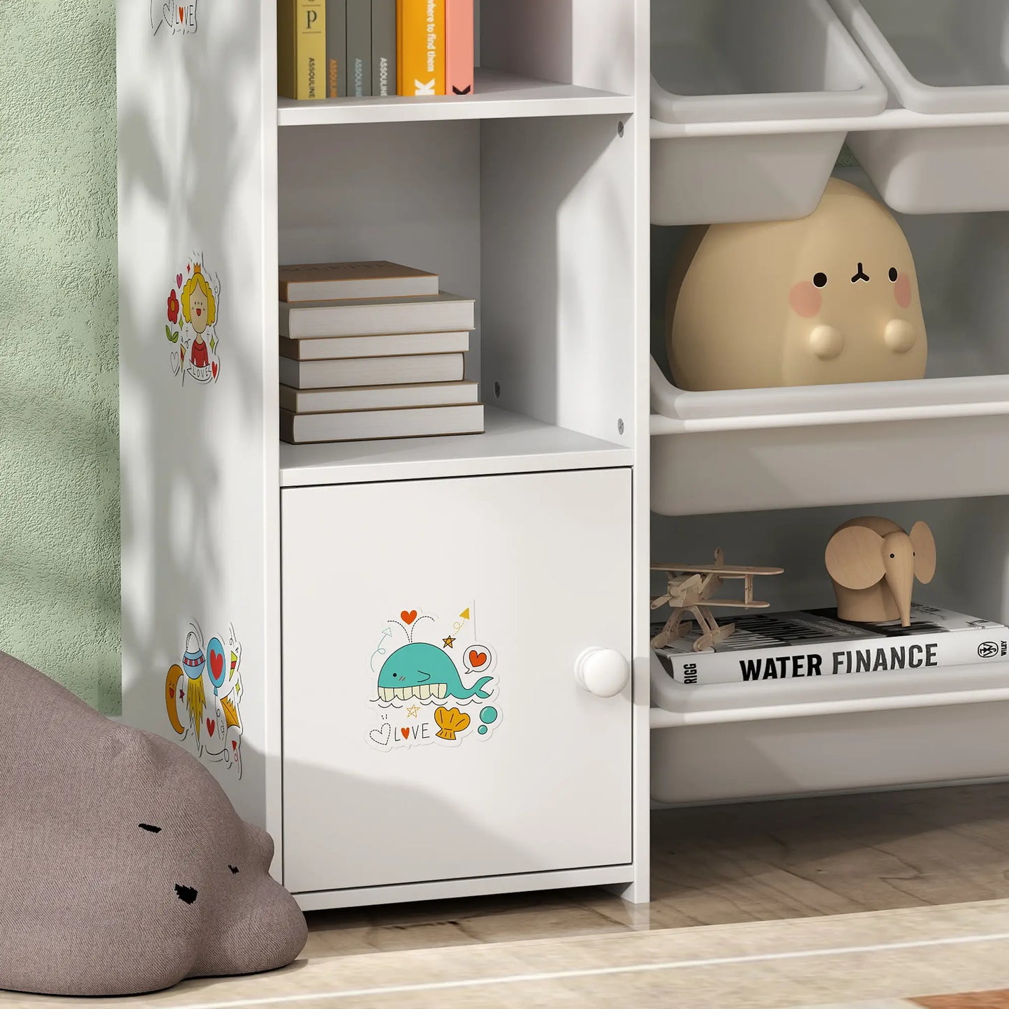 Kids Toy Organizer With 8 Removable Bins, Bookshelf, White Bookshelves & Bookcases at Gallery Canada