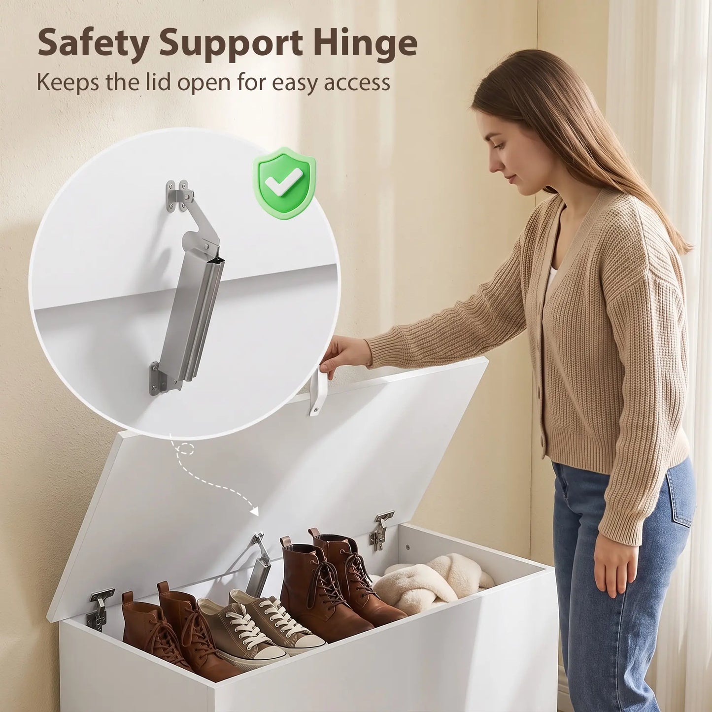 Coffre de rangement avec dessus relevable "31.5", blanc