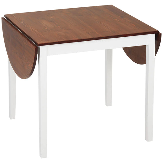 Solid Wood Drop Leaf Kitchen Table, Folding Dining Table, Brown Bar Tables & Dining Tables Brown Top, White Legs at Gallery Canada