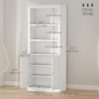 72" Kitchen Buffet, Hutch, Freestanding Cupboard, Wood Grain, White Kitchen Pantry Cabinets at Gallery Canada