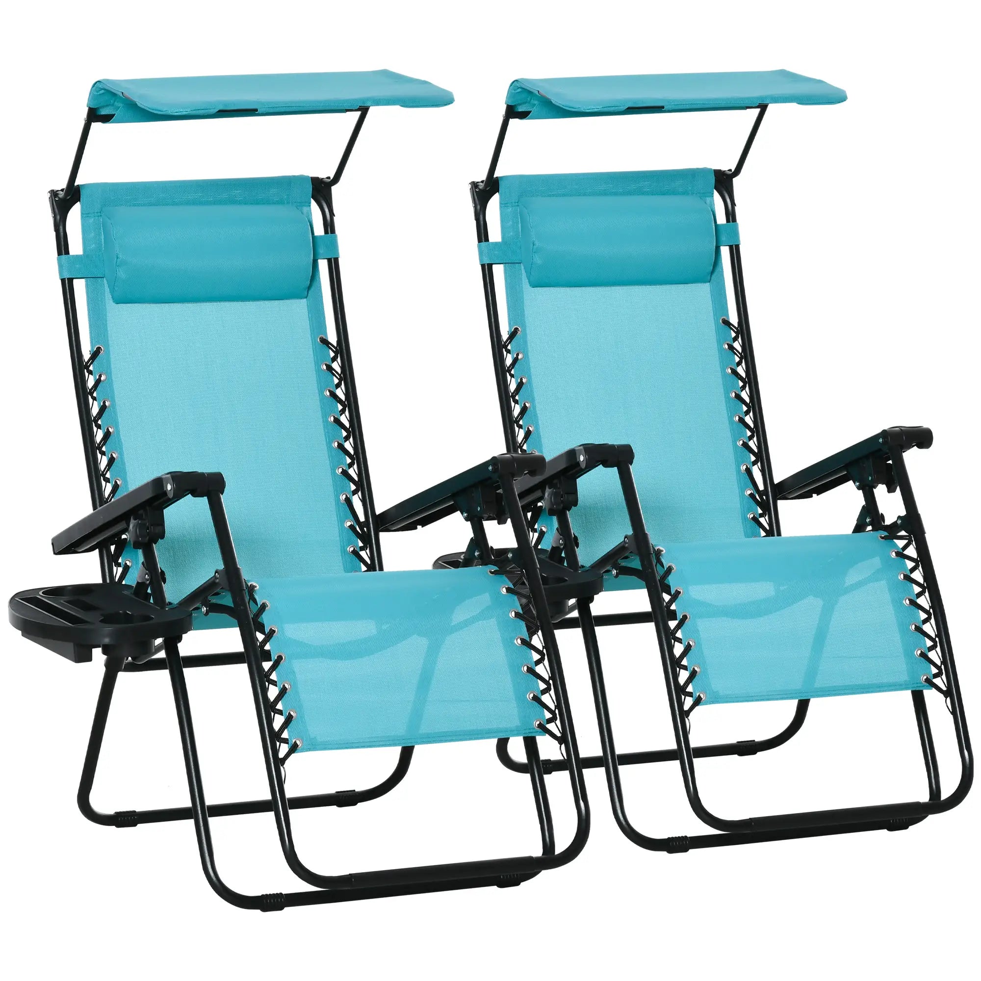 Foldable Lounge Chair with Canopy, Outdoor Zero Gravity Chair, Sky Blue Lounger Chairs Sky Blue at Gallery Canada