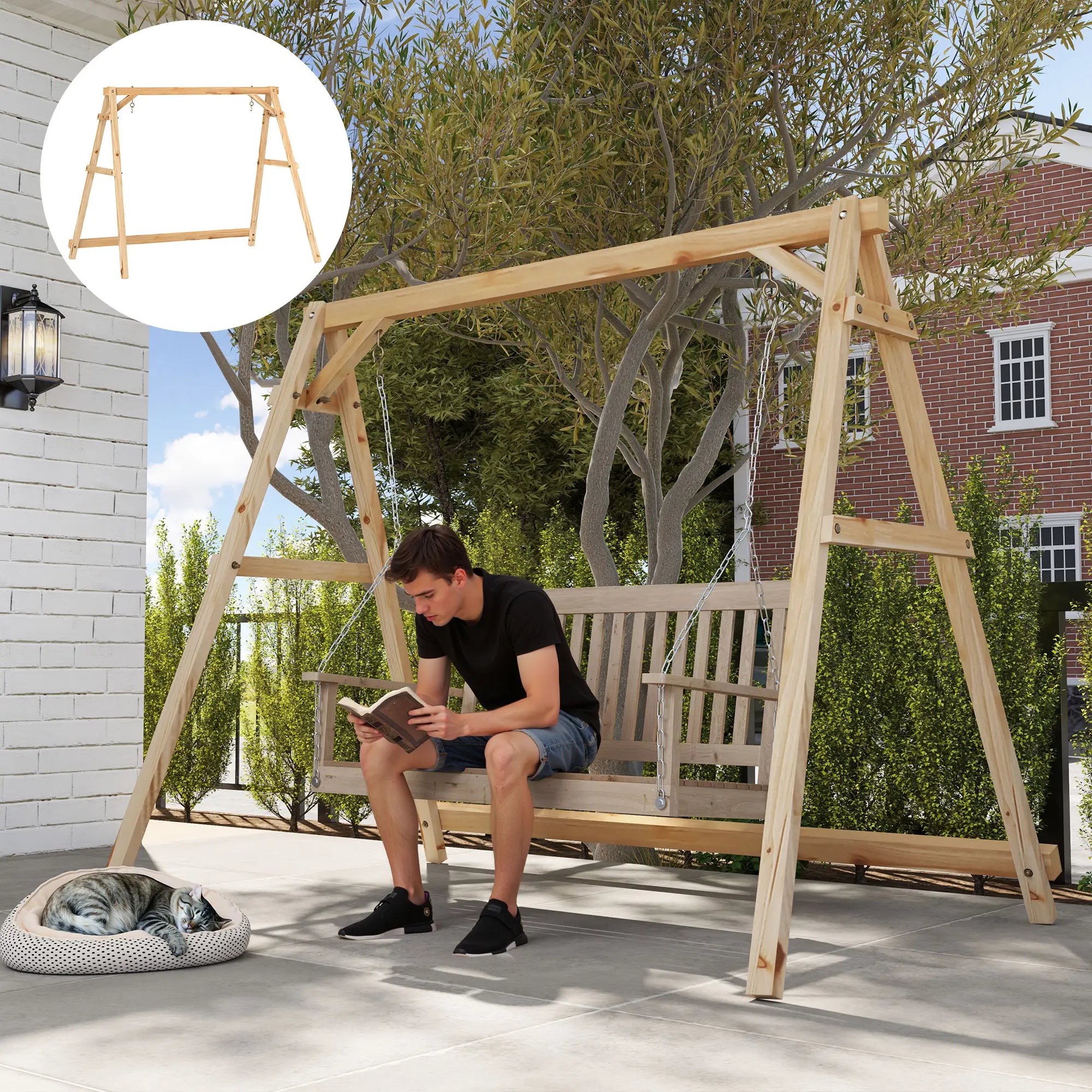 770lbs Porch Swing Frame, Heavy Duty A-Frame Stand, Reinforced Bars Hammock Stands at Gallery Canada